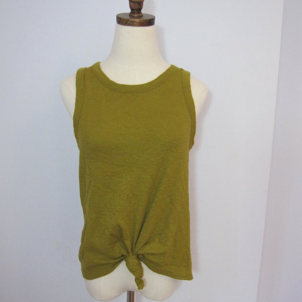 Madewell Women's Sleeveless Tie Front Knit Tank Top MosGreen Size M